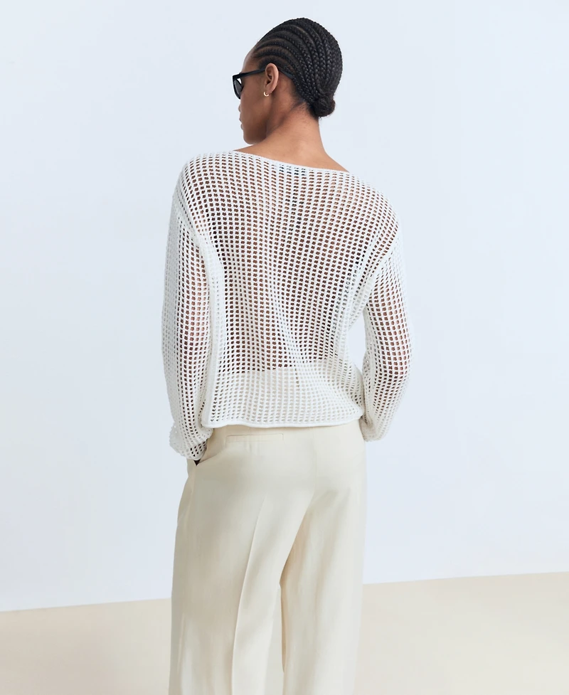 Mango Women's Long-Sleeved Crochet Sweater