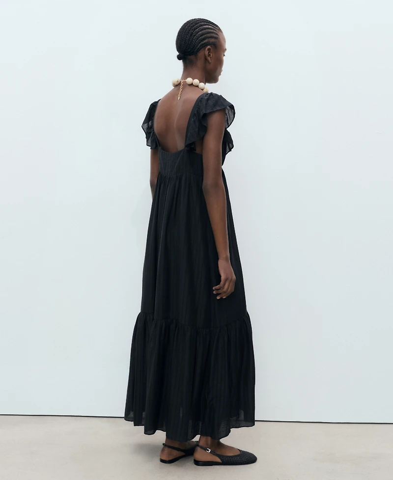 Mango Women's Ruffle Neckline Long Dress