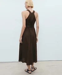 Mango Women's Belt Linen Dress