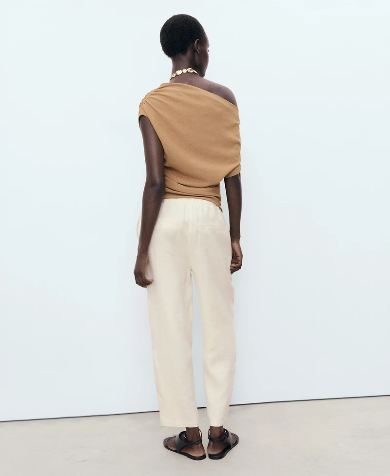 Mango Women's Drawstring Linen Pants