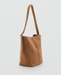 Mango Women's Leather Bucket Bag