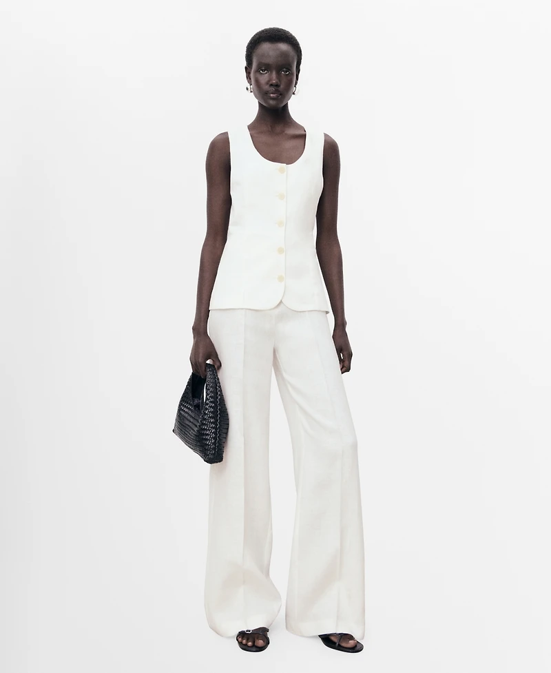 Mango Women's Suit-Style Linen Jumpsuit