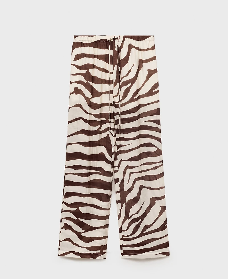 Mango Women's Flowy Zebra Print Pants