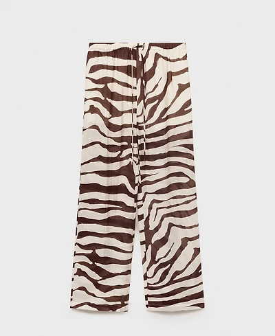 Mango Women's Flowy Zebra Print Pants