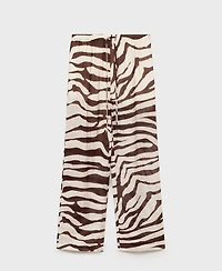 Mango Women's Flowy Zebra Print Pants
