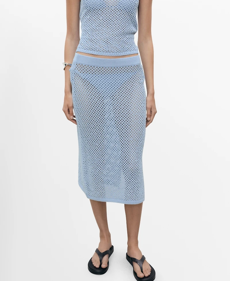 Mango Women's Rhinestone Detail Knitted Skirt