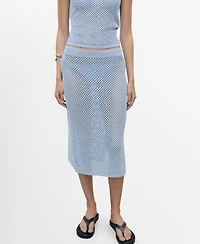 Mango Women's Rhinestone Detail Knitted Skirt