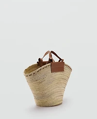Mango Women's Large Double-Handle Natural Fiber Basket Bag