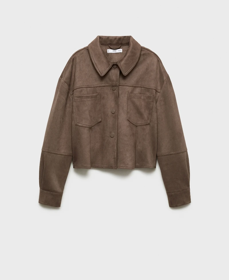 Mango Women's Pockets Leather Effect Jacket