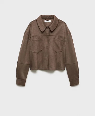 Mango Women's Pockets Leather Effect Jacket