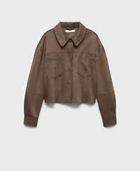 Mango Women's Pockets Leather Effect Jacket