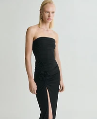 Mango Women's Flower Detail Strapless Dress