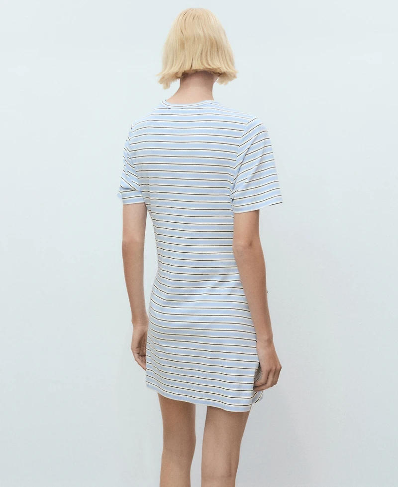 Mango Women's Knot Detail Short Striped Dress