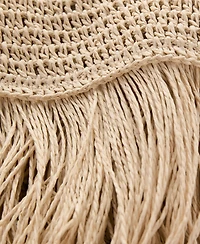 Mango Women's Fringes Detail Natural Fiber Handbag