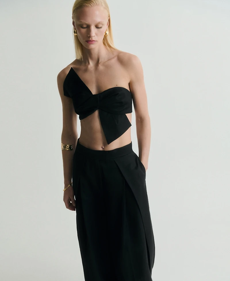 Mango Women's Wide Leg Pleated Pants