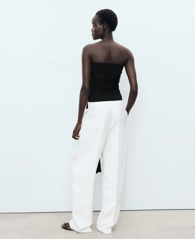 Mango Women's Linen-Blend Pleated Pants