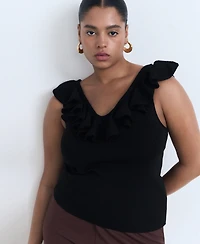 Mango Women's Ruffle Knit Top