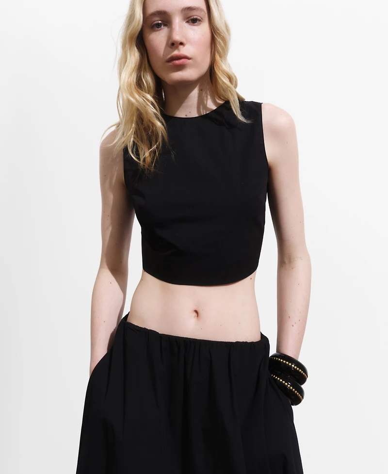 Mango Women's Back Bowtie Crop Top