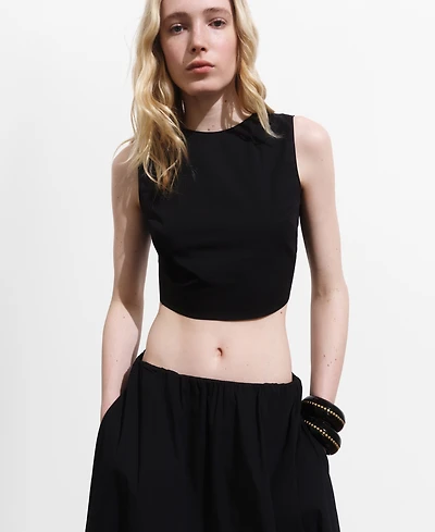 Mango Women's Back Bowtie Crop Top