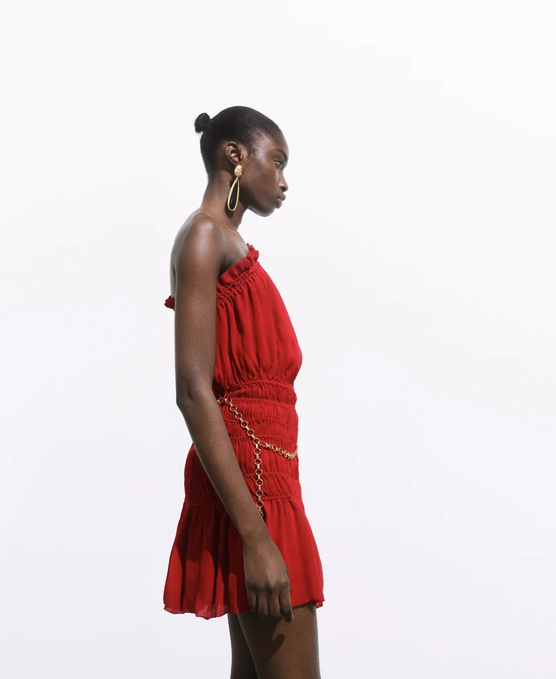 Mango Women's Asymmetrical Gathered Dress
