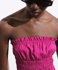 Mango Women's Short Balloon-Effect Gathered Dress