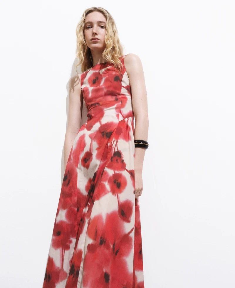Mango Women's Floral-Print Flared Dress