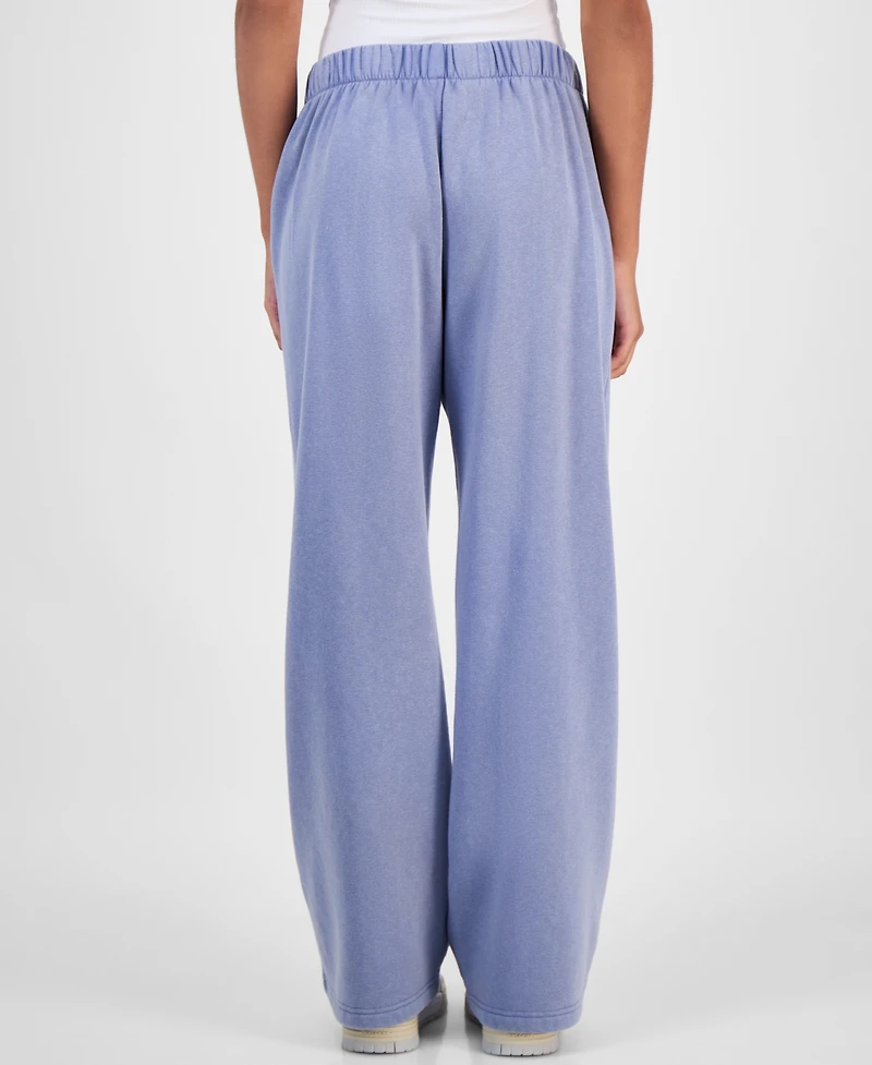 Hippie Rose Juniors' Mid-Rise Pleat-Front Trouser Fleece Pants