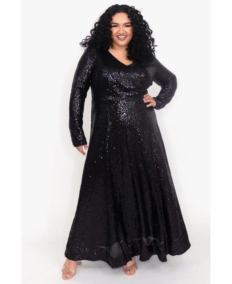 Celebrations by Sydney's Closet Women's Long Sleeve Sequin Formal Dress