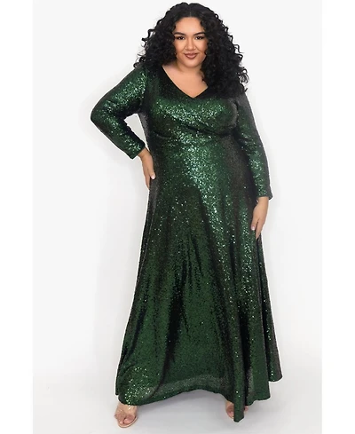 Celebrations by Sydney's Closet Women's Long Sleeve Sequin Formal Dress