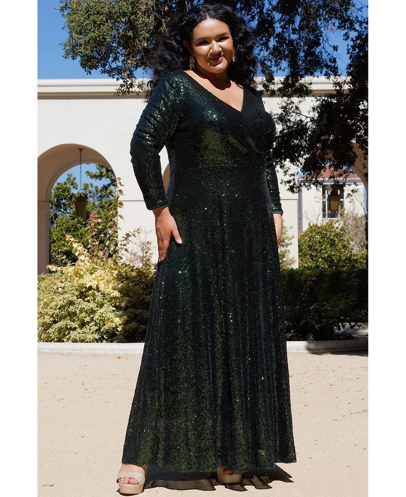 Celebrations by Sydney's Closet Women's Long Sleeve Sequin Formal Dress