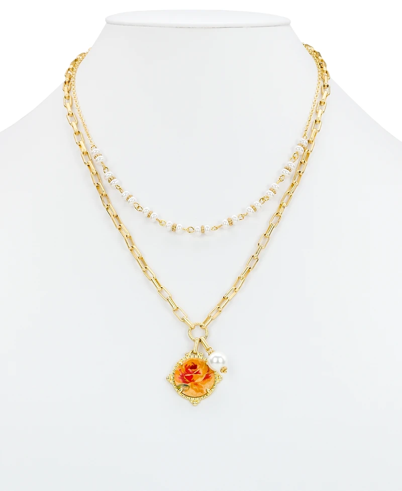 Patricia Nash Beaded Gold-Tone Double Strand Necklace, 18" + 3" extender