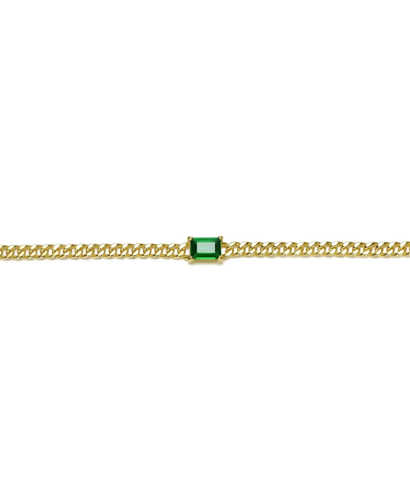 Rachel Glauber 14K Gold Plated with Green Cubic Zirconia Chain Bracelet