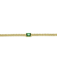 Rachel Glauber 14K Gold Plated with Green Cubic Zirconia Chain Bracelet