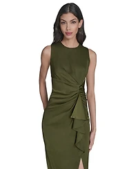 Vince Camuto Petite Satin Sleeveless Draped Midi Dress