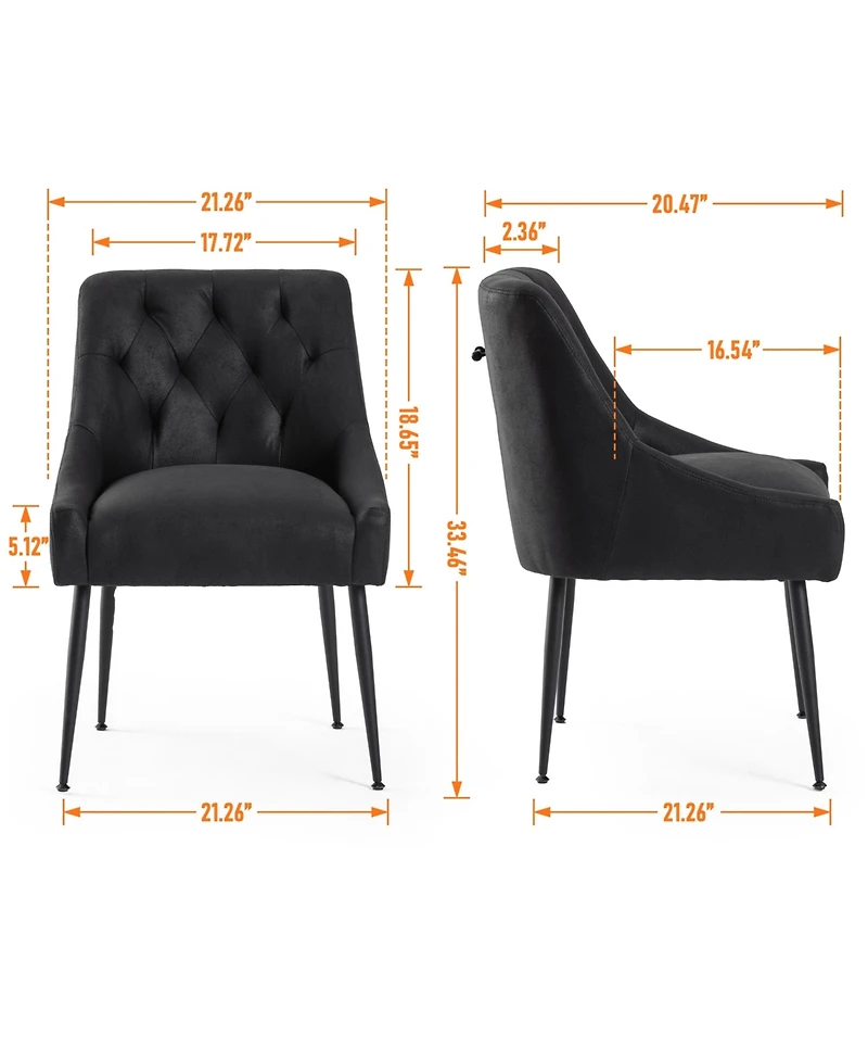 Dyhome Modern Upholstered Dining Chairs Set of 4, Mid Century Kitchen Side with 5.12” Cushions and Back Pull Rod for Kitchen, Living Roo