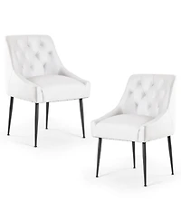 Dyhome Modern Upholstered Dining Chairs Set of 6, Mid Century Kitchen Side with 5.12” Cushions and Back Pull Rod for Kitchen, Living Roo