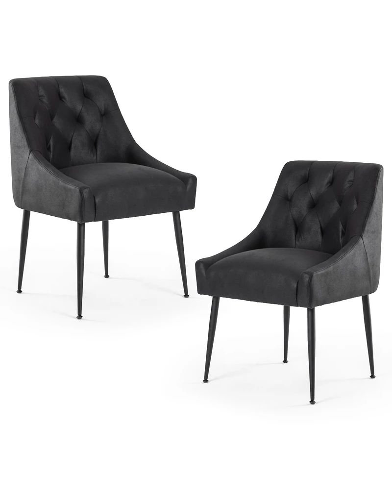 Dyhome Modern Upholstered Dining Chairs Set of 6, Mid Century Kitchen Side with 5.12” Cushions and Back Pull Rod for Kitchen, Living Roo