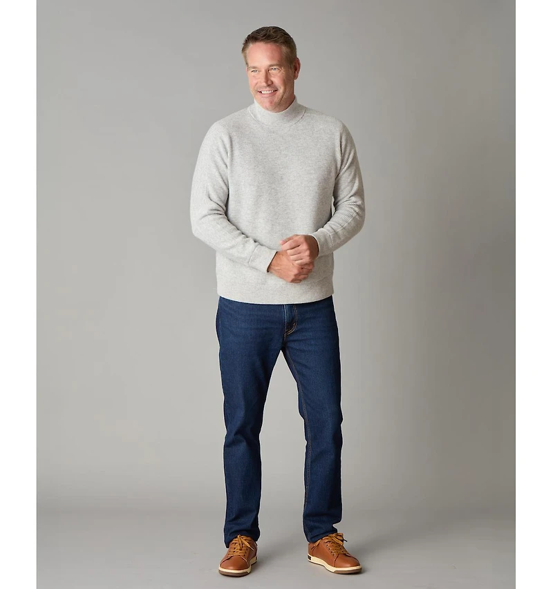 LuxLined Men's Itch-Free Merino Wool Mock Neck Sweater with Soft Inner Lining