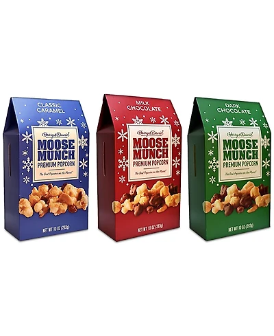 Harry & David Dark Chocolate, Milk Chocolate and Caramel Moose Munch Gable Boxes, 3 Pack