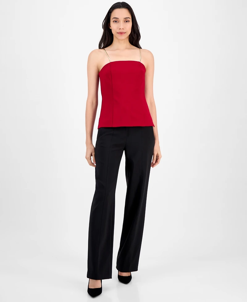 Anne Klein Women's Bustier Compression Metallic-Strap Top