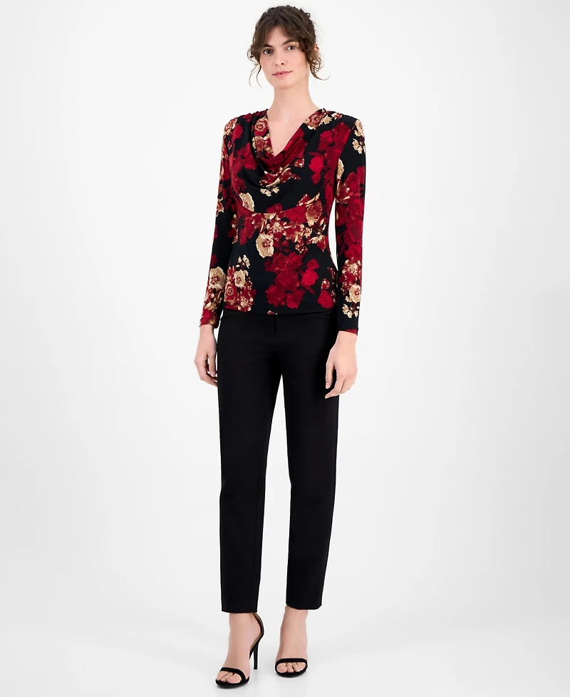 Anne Klein Women's Floral Cowl-Neck Top