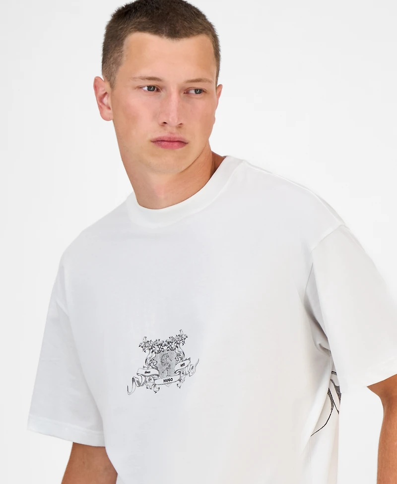 Hugo Boss Men's Duarms Oversized Short Sleeve Crewneck Graphic T-Shirt