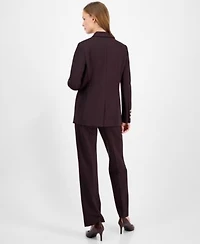 Anne Klein Womens Curved Lapel Double Pocket Blazer Twist Neck Sleeveless Top Pull On Pants