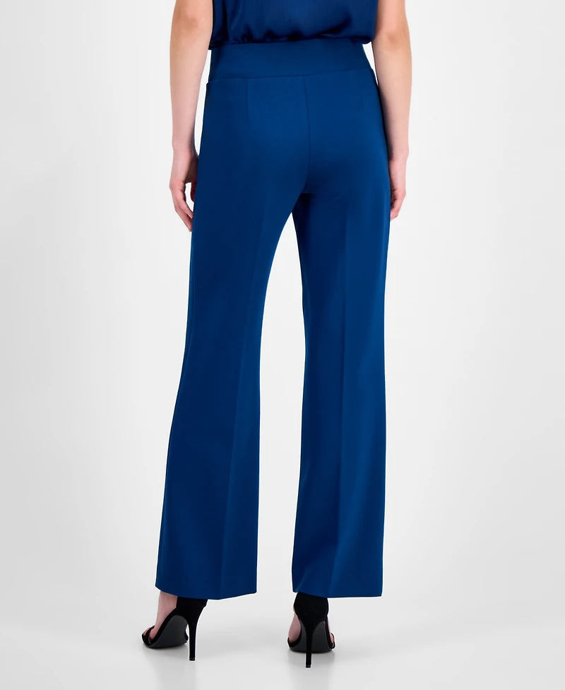 Anne Klein Women's Solid Wide-Leg Pull-On Compression Pants