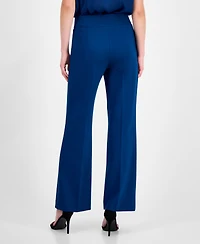 Anne Klein Women's Solid Wide-Leg Pull-On Compression Pants
