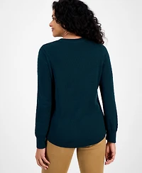 Style & Co Women's Curved-Hem Cotton Pullover Sweater, Macy's Exclusive