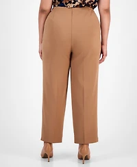 Anne Klein Plus High-Rise Pull-On Straight-Leg Ankle Pants