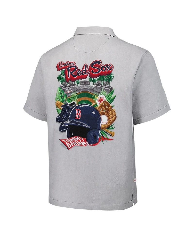 Tommy Bahama Men's Gray Boston Red Sox Hit and Run Silk Camp Button-Up Shirt
