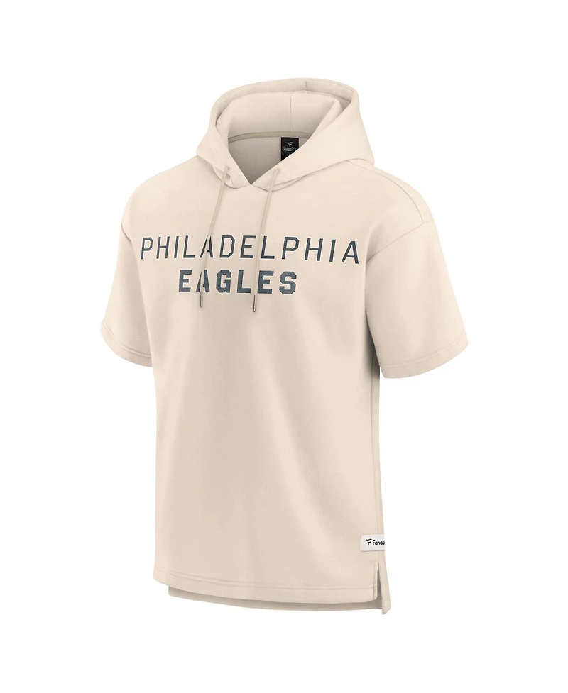 Fanatics Men's Cream Philadelphia Eagles Elements Future Ground Lettering Short Sleeve Pullover Hoodie