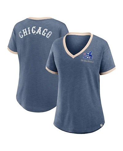 Fanatics Women's Navy Chicago White Sox Binge Worthy Stadium Slub V-Neck T-Shirt